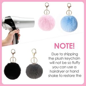 Porte-clés Pompon, Pendentif en fausse fourrure de lapin moelleux pour sac à main, sac, bricolage, artisanat, accessoire de porte-clés de voiture pour femme - Product Image 5