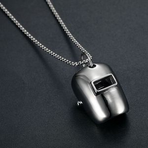 Collar <span class=keywords><strong>de</strong></span> Acero Inoxidable para Hombre con Colgante <span class=keywords><strong>de</strong></span> Casco <span class=keywords><strong>de</strong></span> Soldador 3D, Cadena <span class=keywords><strong>de</strong></span> Caja, Joyería Industrial Hip Hop, Regalo para Soldador - Product Image 1