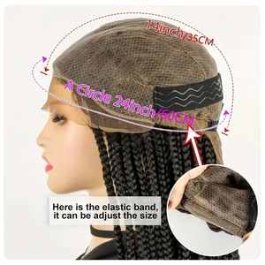 Perruque à tresses synthétiques avec dentelle frontale, cheveux de bébé, boucles françaises, tresses en boîte, différentes couleurs, 36 pouces, perruques à tresses longues faites à la main - Product Image 4