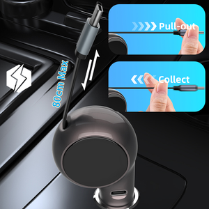 Productos en Tendencia 2025: Cargador Portátil para Auto con Cables Retráctiles Tipo-C PD30W+QC3.0/Súper Rápido para iPhone 16 - Product Image 2