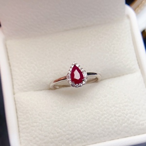 Nhẫn bạc 925 mạ vàng 14K đính <span class=keywords><strong>ruby</strong></span>, dành cho đám cưới hoặc đính hôn, đá tự nhiên, chứng nhận IGI - Product Image 5