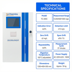 Analizador de DQO en Línea, Monitor de DQO, Sistema de Monitoreo de Calidad de Agua de Efluentes de Plantas de Tratamiento de Aguas Residuales, Dicroamato de Potasio, pH, EC - Product Image 1