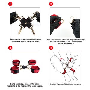 Ataduras de Cuero en Forma de Cruz, Accesorios de Entrenamiento de Comportamiento, Esposas, Grilletes para Piernas, Juego SM, Bondage, Juguetes Sexuales para Parejas Adultas, Venta al Por Mayor - Product Image 6