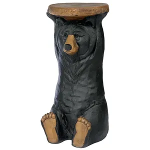 Table d'appoint en résine ETECHAN Bear Resin Pedestal W11 D11 H24 pour jardin et terrasse - Product Image 1