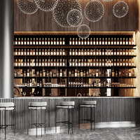 Comptoir de bar moderne en MDF avec étagères, présentoir à bouteilles, canapé et banquette d'entrée pour whisky et lounge