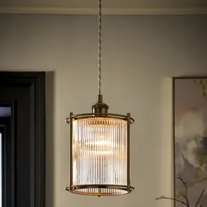 Suspension classique abat-jour en métal en laiton antique avec lampes suspendues en verre clair pour la maison cuisine décor à la maison lumière