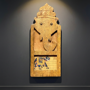 Handmade Wooden Ganesha Photo <b>Frame</b> With Carved Design And Colorful Artwork Vertical <b>Wall</b> Decor - Product Image 6