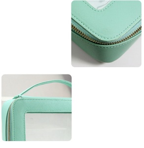 PU Clear Window Makeup Bag Soft Handle Simple <b>Cosmetic</b> <b>Case</b> Zipper Waterproof Beauty for Storage Pouch Travel Large - Product Image 3