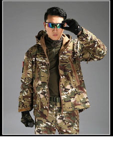 Sweat à capuche tactique d'extérieur pour homme HM avec logo personnalisé, uniforme de sport d'hiver à carreaux, imperméable, coupe-vent, fermeture éclair, softshell - Product Image 4