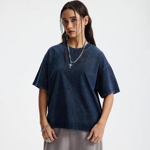 เสื้อยืดโอเวอร์ไซส์ผู้ชาย FOXA ผ้าฝ้ายวินเทจทรงหลวม ใส่ได้ทั้งชายและหญิง แขนสั้น ทรงบ็อกซ์ สไตล์ Y2k - Product Image 2