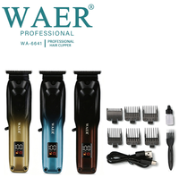 WAER WA-6641 Tondeuse à cheveux professionnelle haute vitesse 6800 tr/min avec écran LED, sans fil, électrique, pour hommes