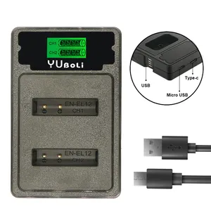 YUBOLi En-el12 ENEL12 ENEL12 USB מטען עם סוג C מיקרופון USB עבור Nikon CoolPix S610 S610c S620 S630 S710 P330 s6200 S6300 S9400