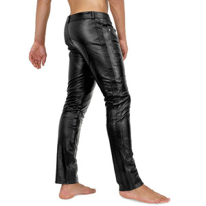 Pantalones de cuero clásicos para hombre, duraderos, cómodos, con un estilo elegante, hechos de cuero genuino suave, para uso en exteriores. - Product Image 3