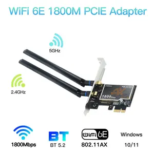 Venda quente MT7921 wifi 6 módulo 802.11ax WiFi6 PCIE Placa de Rede Dongle BT5.2 AX1800 Adaptador Sem Fio para computador