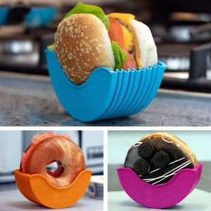 Caixa fixa de silicone retrátil eco friendly, 4 peças, hambúrguer ajustável, suporte de hambúrguer para festa de alimentação - Product Image 3