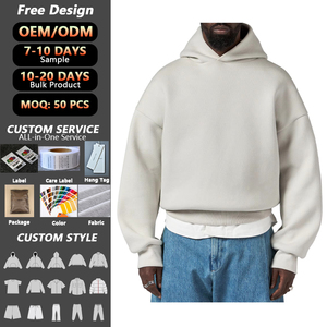 Custom logo Hoodies Unisex High Quality Anti-shrink Heavyweight Oversize Stringless Hoodie Cotton Fleece Men's Hoodies - Product Image 3