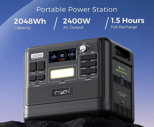 Station d'alimentation portable CTECHi 2400W, 2000Wh, générateur solaire lithium UPS BMS AC DC, alimentation de secours pour la maison, le camping en plein air - Product Image 2