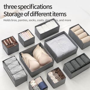 Basic Cloth Drawer <b>Storage</b> Organizer <b>Box</b> Set of 6 Gray Closet Drawer Organizer Clothing Drawer Divider <b>Storage</b> <b>Box</b> for Underwear - Product Image 4