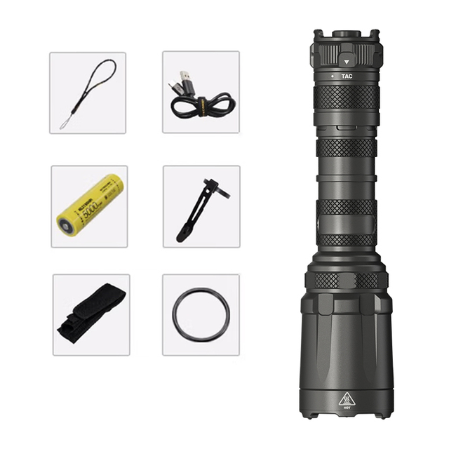 USB-C Direct Charging IP68 Waterproof Dimmable LED Tactical Flashlight 580 Meters High Brightness 3000 Lumens Aluminum Alloy
