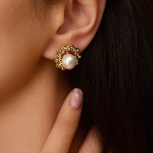 แหวนแฟชั่นชุบทองประดับมุกคริสตัลเครื่องประดับสตรีแบบปรับได้ - Product Image 3