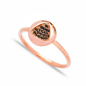 Triangle Black Zircon Stone <b>CZ</b> Round Design Geometric Cluster <b>Ring</b> Wholesale Handcrafted 925 Sterling Silver Jewelry - Product Image 2