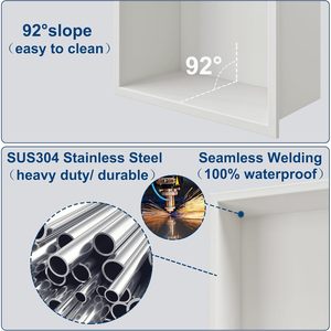 Bathroom Recessed Storage Shelf 2 Tier 4-7.9 In Depth Durable Wall Mount For Shower Storage - Product Image 3