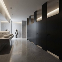 Cloison de toilettes moderne en HPL 16 mm avec quincaillerie en acier inoxydable 304, en stratifié compact, pour hôpitaux, écoles et centres commerciaux