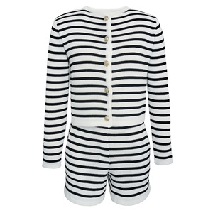 Pantaloncini a righe in maglia 2 pezzi da donna alla moda con stampa Zebra <span class=keywords><strong>Cardigan</strong></span> e pantaloncini Patchwork a vita alta completi di maglieria - Product Image 4