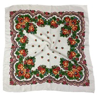 Syal cetak bunga Rusia syal mewah wanita gambar bunga persegi Bandana ikat kepala Ukraina syal kepala sapu tangan bungkus