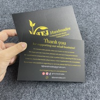 Cartes de remerciement personnalisées avec logo en feuille d'or noir mat pour les petites entreprises artisanales