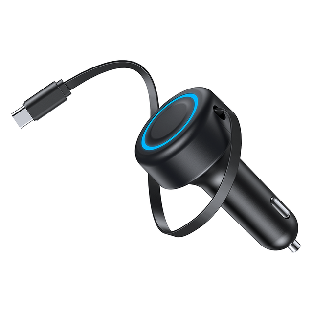 3 in One Car Cable Charger Fast Charge 20W With Retractable Cables LED USB Port Car Charger Adapter Car Cable Charger
