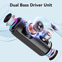 Altavoz Portátil de 30W con Sonido Estéreo, 3 Modos de Ecualización, Luces RGB, Resistencia al Agua IPX7, 24 Horas de Reproducción, Emparejamiento Inalámbrico TWS, Plástico, USB