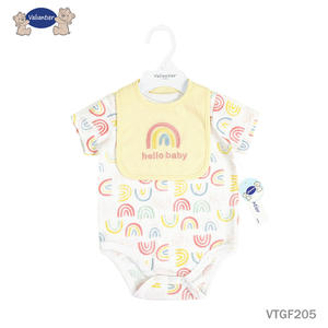 ชุดรอมเปอร์ผ้าฝ้ายสำหรับเด็กแรกเกิด ลายการ์ตูนน่ารัก แขนสั้น พร้อมผ้ากันเปื้อน สำหรับฤดูร้อน - Product Image 4