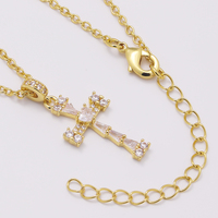Collier pendentif croix pavé de zircone cubique, plaqué or, chaîne Rolo en acier inoxydable, bijou religieux, cadeau pour baptême, confirmation, anniversaire