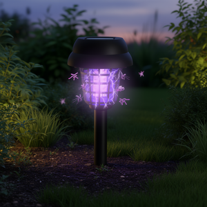 Piège à moustiques solaire rechargeable 4 pièces avec double LED UV et choc électrique pour le contrôle des nuisibles en extérieur et le jardin - Product Image 2