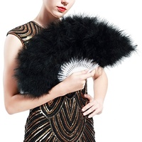 Éventail à main en plumes de dinde multicolores pour femmes Costume Show Tea Party Holiday Supply Dance Bridal Wedding Decor Accessory