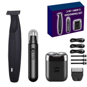 Recortadora de vello corporal 3 en 1 lavable, recortadora eléctrica para hombres, depiladora, afeitadora, kit de cuidado corporal y de barba - Product Image 1