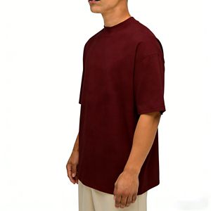 कस्टम डिजाइन पुरुषों के लिए टी-शर्ट लक्जरी गुणवत्ता अधिक खाली शर्ट थोक हेवीवेट कपास नकली गर्दन टी शर्ट पुरुषों के लिए - Product Image 5