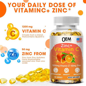 OEM/ODM Vitamine C 1200mg avec Zinc 50mg, Complément alimentaire pour soutenir l'immunité, Protection antioxydante et capsules blanchissantes pour la peau - Product Image 6