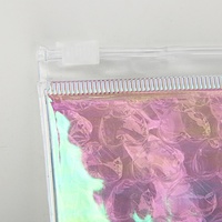 Sac Ziplock transparent holographique rose pochette à bulles emballage de bijoux