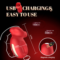 BDSM Hochwertiger Tragbarer 10-Gang IPX7 Wasserdichter Silikon-ABS Saugvibrator Starker Zungen-Leckvibrator für Brustwarzen und Klitoris