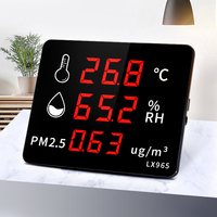 Termómetro Digital RONGCE LX965-A con Sonda Integrada, Sensor PM2.5, Monitor de Calidad del Aire Multifunción, Alimentación USB, -40°C a 80°C, con Reloj
