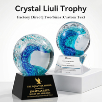 Trophée en cristal style Nobel pour le surf, base transparente, récompense d'excellence d'entreprise, reconnaissance des employés - Vente chaude