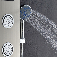 Colonne de douche thermostatique moderne en acier inoxydable 304 avec panneau LED, robinets et douche pluie vapeur