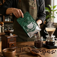 Sacs d'emballage pour café anti-odeur avec logo personnalisé du fabricant, sacs à café à fond plat avec valve, qualité alimentaire, pour poudre de thé