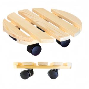 <span class=keywords><strong>Support</strong></span> de plantes moderne écologique en bois rond à quatre roues amovibles de haute qualité avec <span class=keywords><strong>roulettes</strong></span> métalliques verrouillables - Product Image 1