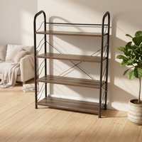 Zapatero Industrial con Estantes, Librería Moderna con Estructura Metálica, Organizador de Almacenamiento Independiente para Entrada, Estante de Cocina de 4 Niveles