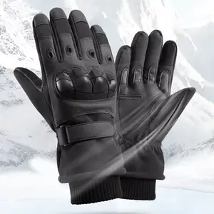 सर्दियों गद्देदार गर्म पूर्ण उंगली चमड़े के खेल शिकार guantes शूटिंग सायक्लिंग आउटडोर लड़ाकू सामरिक दस्ताने