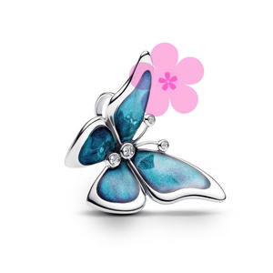 Bracelet à breloques en argent 925 certifié HaYa, nouvelle collection Printemps, avec trèfle à quatre feuilles, libellule et oiseau, tendance pour femmes - Product Image 4