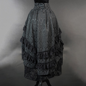 New Retro Rock Y2K Irregular Trailing Dress Falda de encaje de estilo gótico oscuro para mujer - Product Image 3